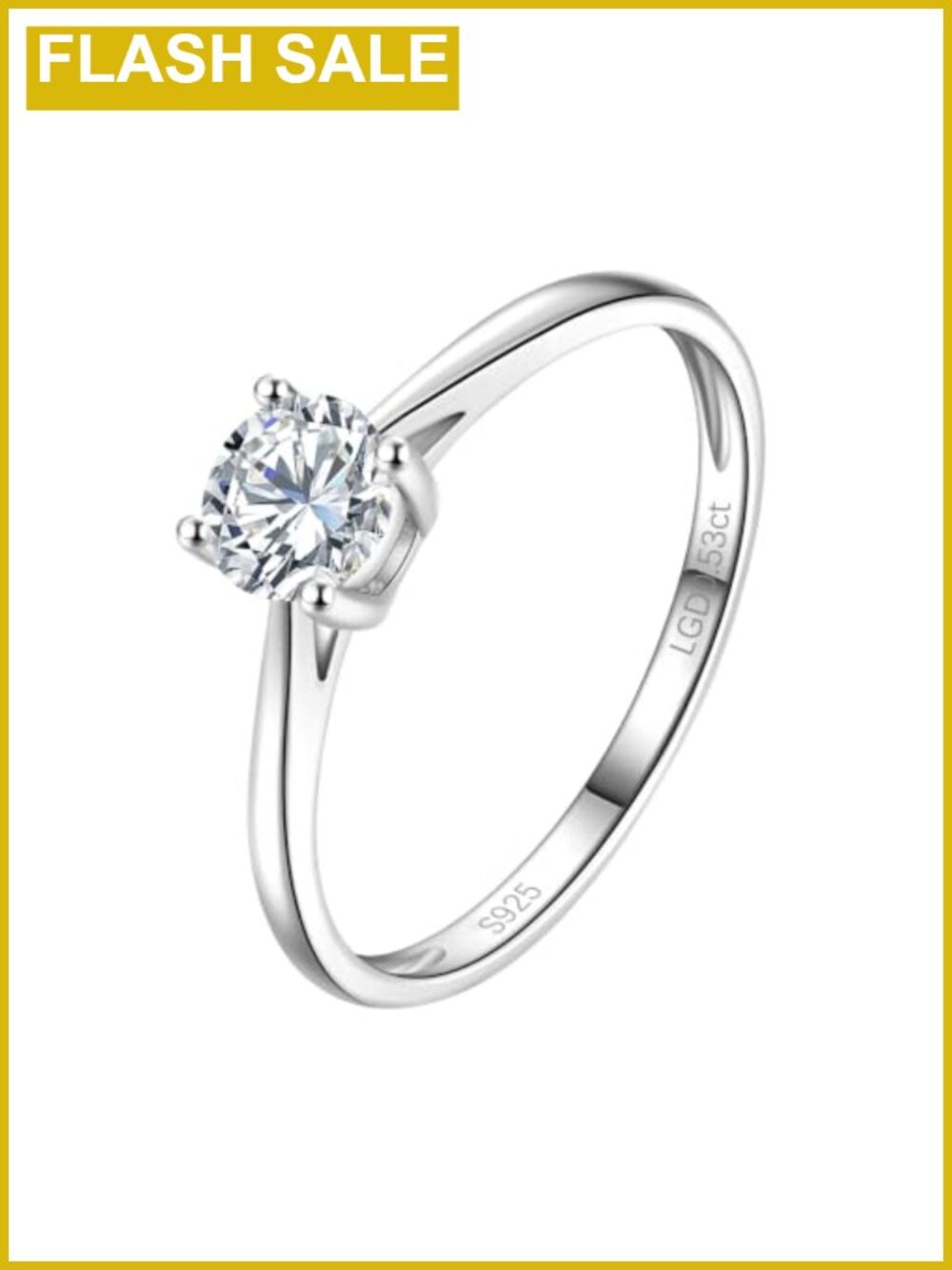 Lab Grown Diamond Engagement Ring 14K Gold Plated Sterling Silver Round Cut